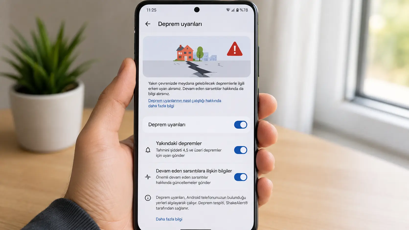 Android deprem uyarısı nasıl açılır ayar ekranı