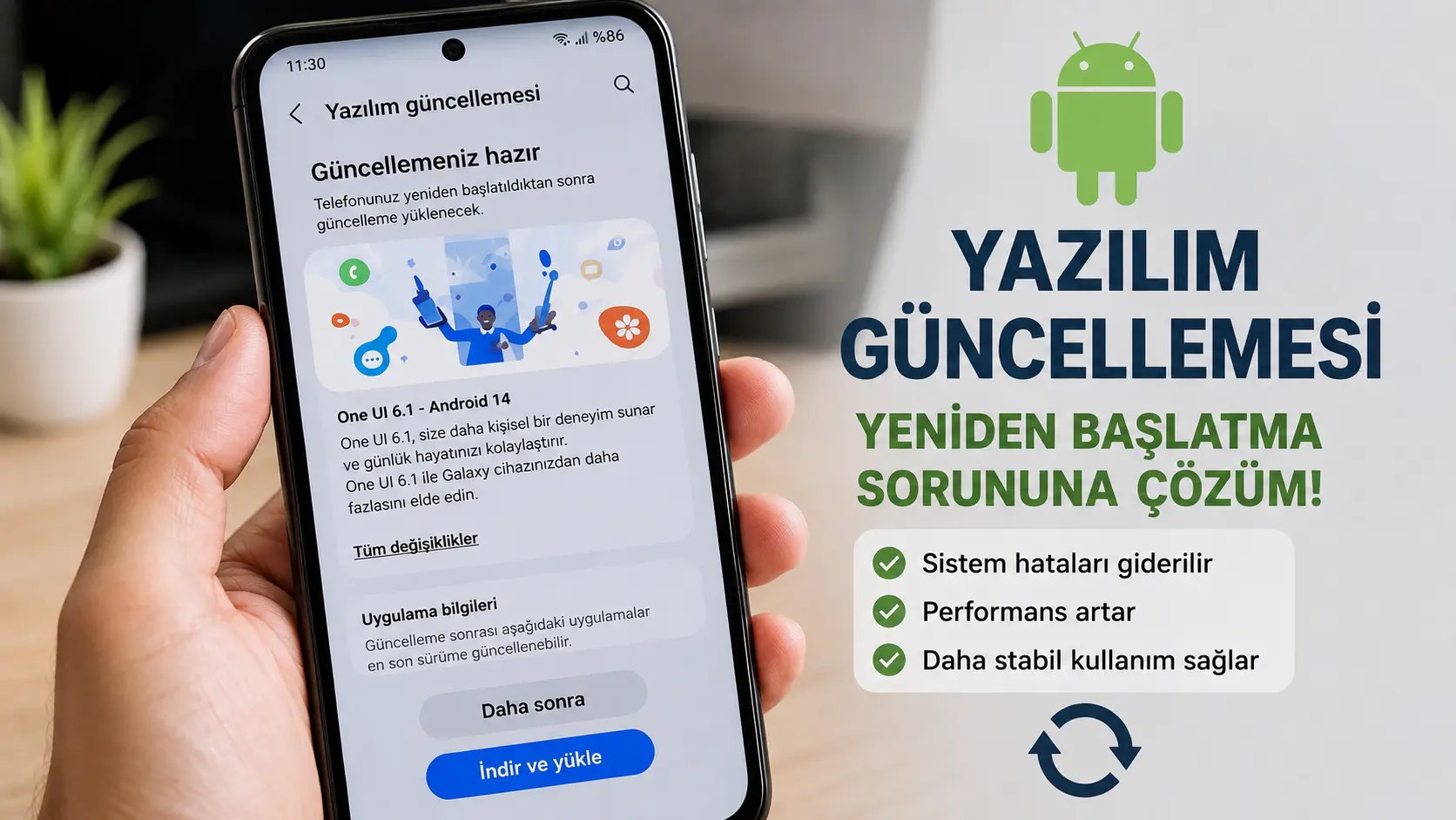 Android yazılım güncellemesi kontrol edilen telefon