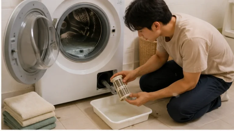 Çamaşır makinesinde pompa filtresi kontrolü