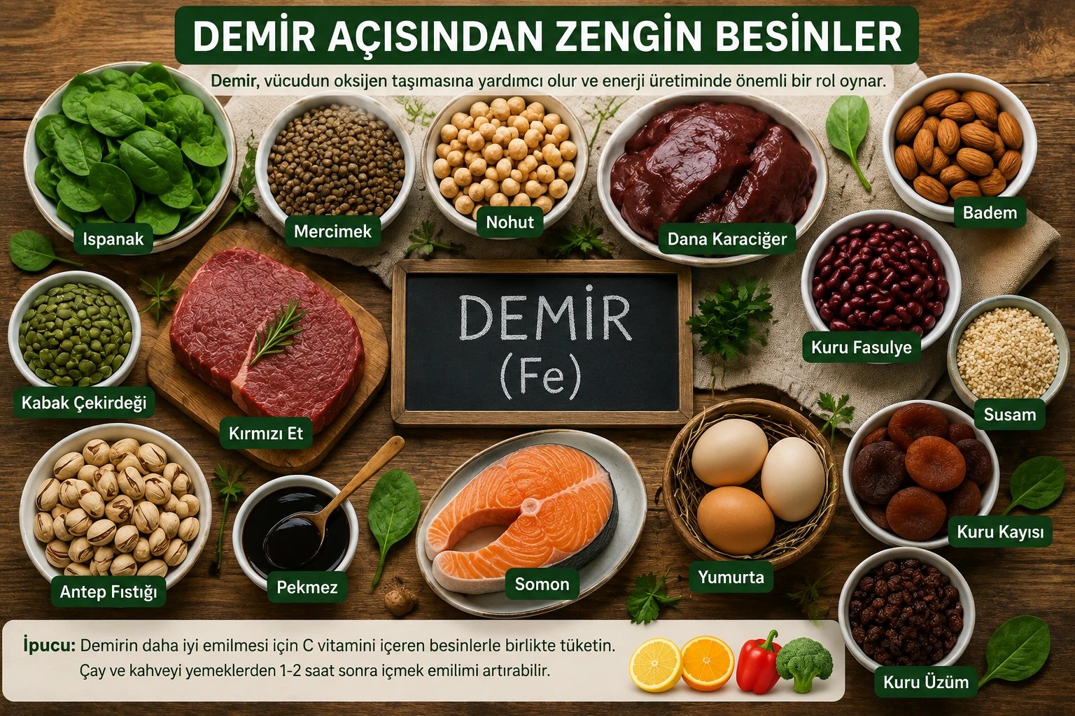 Demir Açısından Zengin Besinler Demir açısından zengin besinler