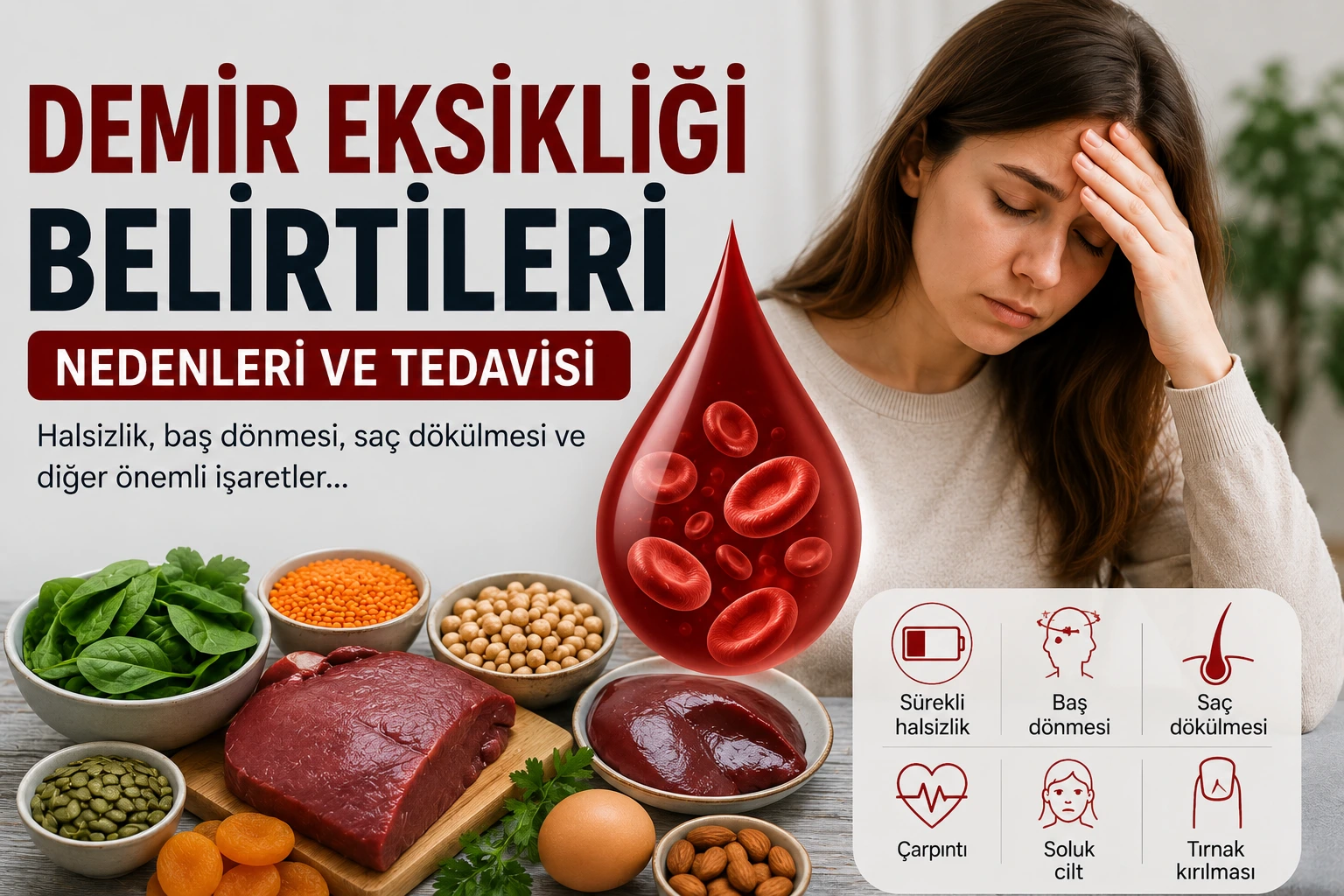 Demir Eksikliği Belirtileri Demir eksikliği belirtileri ve halsizlik yaşayan kişi