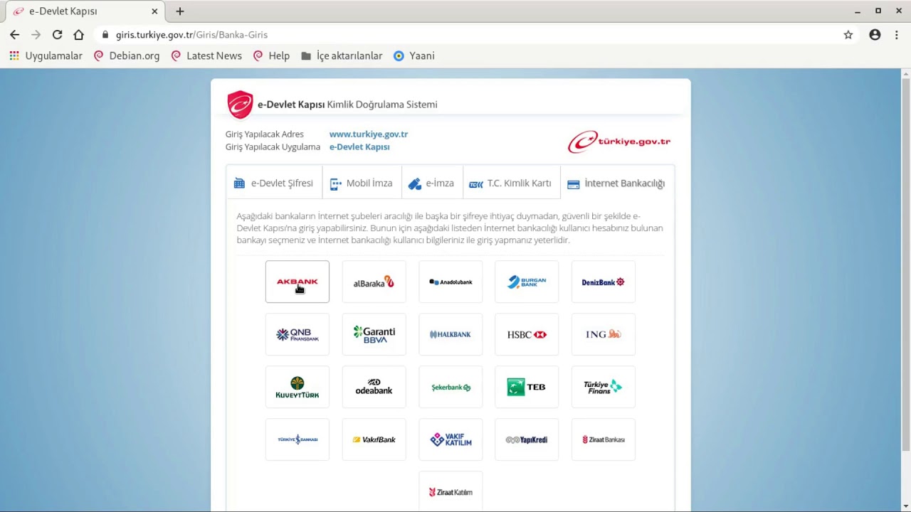 İnternet bankacılığıyla e-Devlet giriş doğrulaması