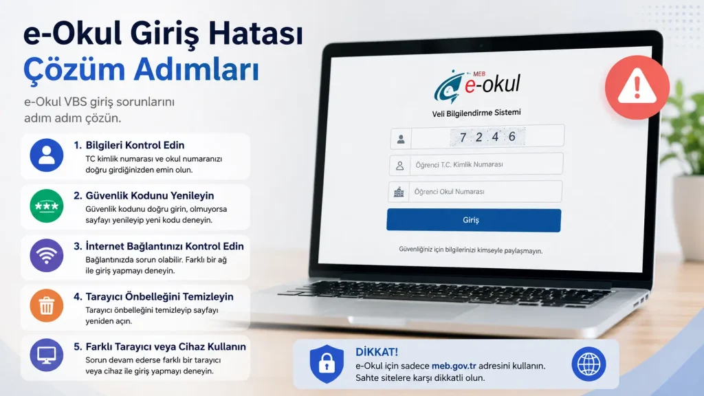 Çevrim içi öğrenci işlemlerinde güvenli giriş