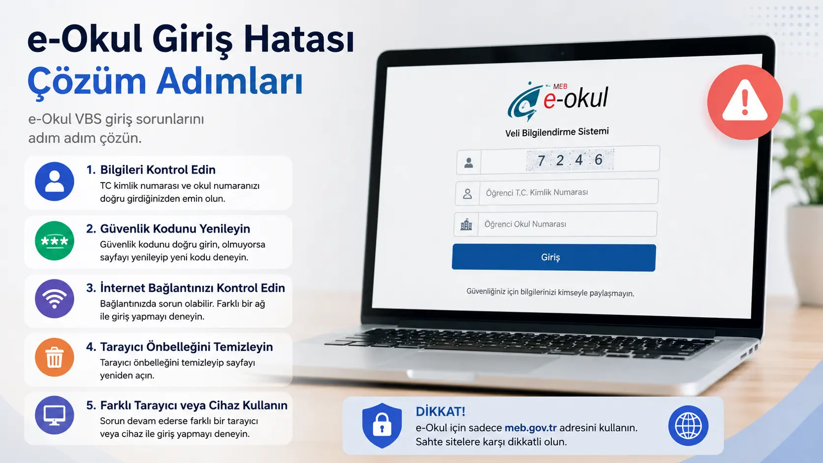e-Okul giriş hatası çözümü e-Okul giriş hatası çözüm adımları