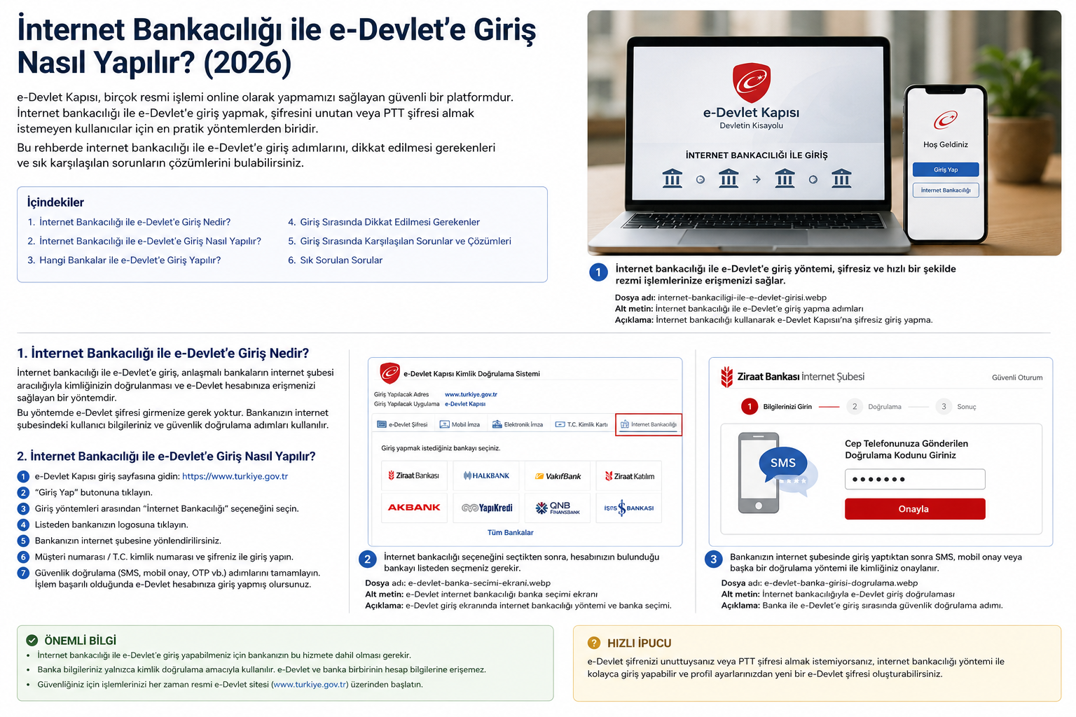 e-Devlet internet bankacılığı banka seçimi ekranı