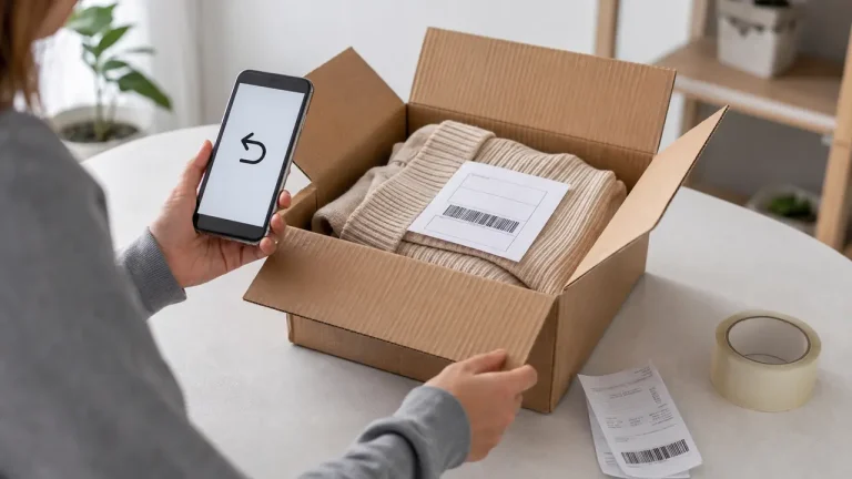 İnternetten alınan ürünü iade için paketleyen kişi