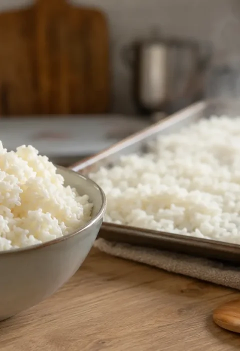 Lapa olan pilavı tepsiye yayarak kurtarma yöntemi