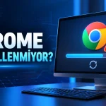 Chrome güncellenmiyor uyarısı ve bilgisayarda takılı kalan güncelleme ilerleme çubuğu